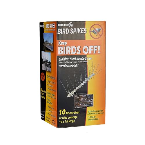 Bird-X Steel Spikes for Pigeons Sparrows Starlings 10-Foot Range 6-Inch - size: 10 feet