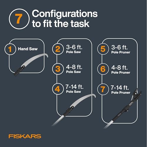 Fiskars 3-14 Ft XtendControl Extendable Pole Saw & Tree Pruner Modular Set - style: 14' Pruner Saw Kit