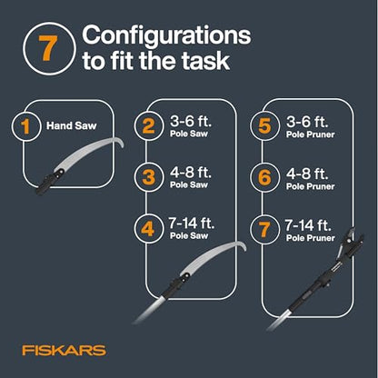Fiskars 3-14 Ft XtendControl Extendable Pole Saw & Tree Pruner Modular Set - style: 14' Pruner Saw Kit