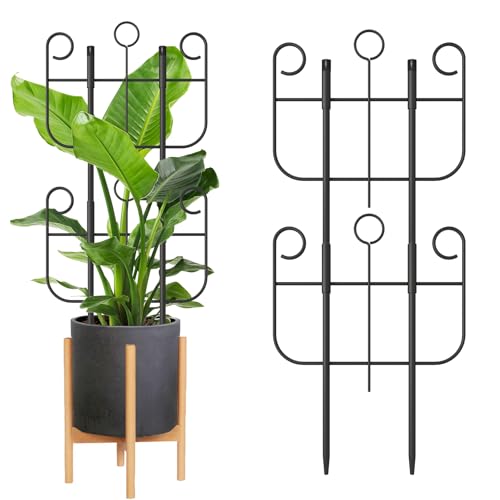 2 Pack Trellis for Climbing Plants Indoor, Expandable Heavy-Duty Metal Trellis for Potted Plants Outdoor, Flowers Vine Ivy, Sturdy Houseplant Pothos Plant Climber Support - size: 2 Pack-17in(H)x12.6in(L)