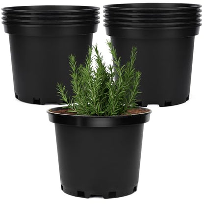 GREANER 2 Gallon Nursery Pots for Plants, 10 PCS Plastic Plant Pot with Drainage Holes for Indoor Outdoor, Garden, Greenhouse(Black) - size: 9 Inch
