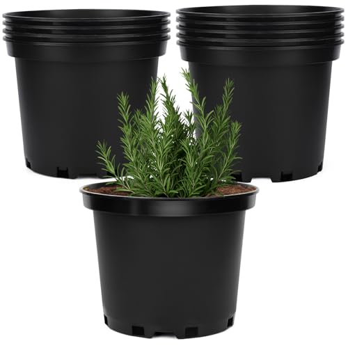 GREANER 2 Gallon Nursery Pots for Plants, 10 PCS Plastic Plant Pot with Drainage Holes for Indoor Outdoor, Garden, Greenhouse(Black) - size: 9 Inch