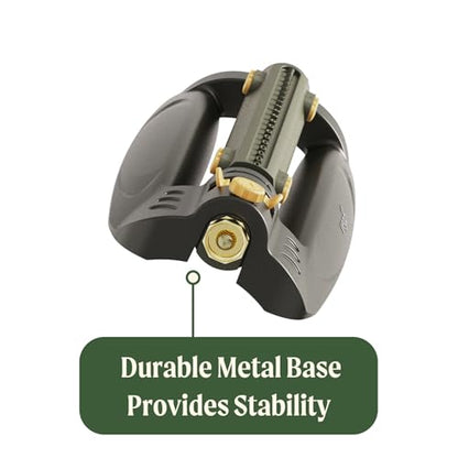 Vego Turbo Oscillating Sprinkler w/Quick Connector Starter Set Metal Base and 20 Precision Nozzles, 3-Way Adjustable for Large Yard and Lawn Covers up to 4973 sq. ft.-Seaweed Green