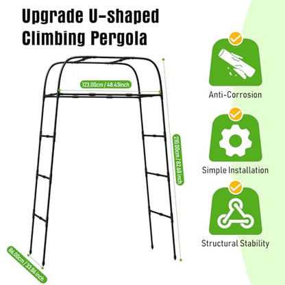 7ft Garden Arch Trellis for Climbing Plants Outdoor-Heavy Duty Metal Cucumber Trellis for Raised Beds- Tall Steel Vegetable Arbor for Climbing Vine Fruit Flower Yard Lawn Arch Tunnel Trellis - size: 32.28 in × 39.37 in × 82.68 in