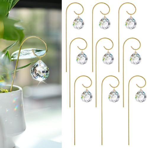 9pcs 30mm Crystal Ball Prism Suncatchers with 7.5'' Gold Trellis - style: 9pcs-Gold-30mm Crystal Ball Prism