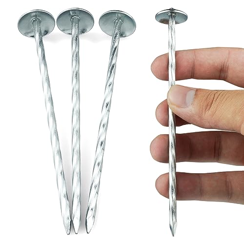 Landscape Stakes - Garden Edging Spikes Pins - New Umbrella-Type Design 5'' Galvanized Lawn Staples for Weed Barrier Fabric, Tent, Etc (50)