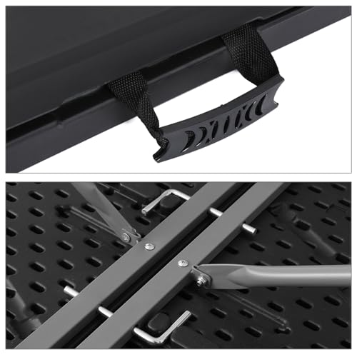MoNiBloom 4Ft Folding Card Table, Picnic Cookout Table w/Handle, Black - color: Black