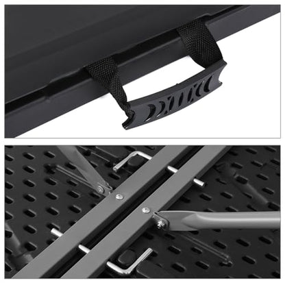 MoNiBloom 4Ft Folding Card Table, Picnic Cookout Table w/Handle, Black - color: Black