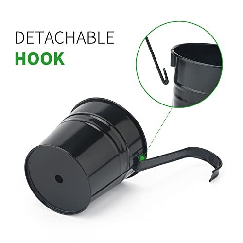 KINGLAKE Flower Pots,10 Pcs Metal Iron Hanging Flower Plant Pots Balcony Garden Plant Planter Baskets Fence Bucket Pot 4'' Flower Holders with Detachable Hook Black - color: Black, size: 4 Inch