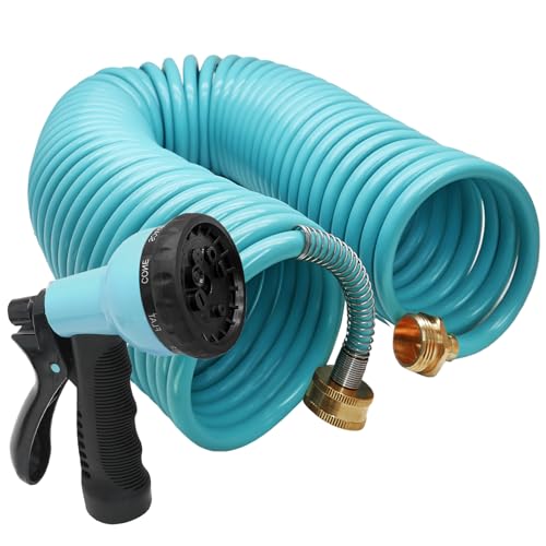 50ft Garden Hose, EVA Curly Water Retractable - color: Blue, size: 50FT