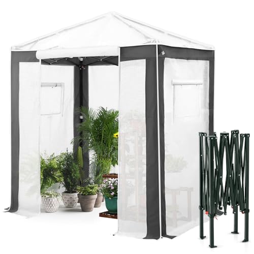 EAGLE PEAK 6x4 Walk in Pop Up Greenhouse, Gray/White - color: Gray/White, size: 6x4