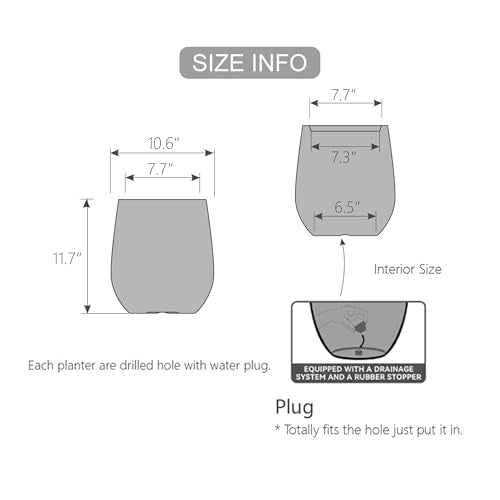 11.8" H Wood-look Plastic Tapered Planters with Drainage Holes and Plug - color: Wood-like, size: 11.81"