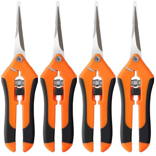 4 Pack Pruning Shears 6.5 Inch Stainless Steel Garden Scissors - color: Orange