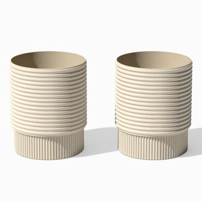 Veradek Mod Series Medium Planter - Round Outdoor Planter with Shelf - color: Sand, size: 17 inch - 2 Pack