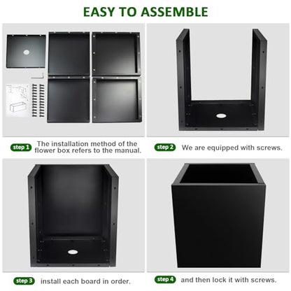 Steel Planter Box 24"x24"x25", Large Square Metal Planter Box - color: Black, size: 25"H x 24"L x 24"W
