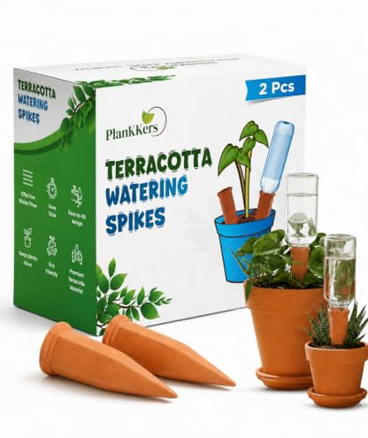 Plant Watering Devices, Self Watering Spikes, Self Watering Planter Insert, Terracotta Watering Spikes, Plant Watering Spikes, Vacation Plant Watering Devices, Water Plants While Away - color: Terracotta - 2 Pcs (Pack of 1)
