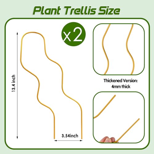13.4 Inch Small Trellis for Potted Plants, Metal Plant Trellis Indoor - color: Wave-Metal
