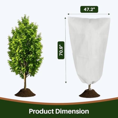 TOREAD 47“*71” Plant Frost Cover with Zipper and Drawstring, Non-Woven Freeze Protection, for Outdoor Plants, Breathable Winter Plant Cover for Shrubs, Potted Plants and Garden Plants 2PACK - size: 47" x 71"