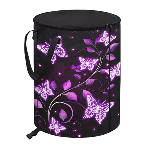 BIGCARJOB Butterfly Recycle Trash Can Storage Portable Trash Can Large Pop-Up Waste Bin Storage Bag for Outside Camping Beach Travel, 22.83x17.71 in - color: Butterfly Print