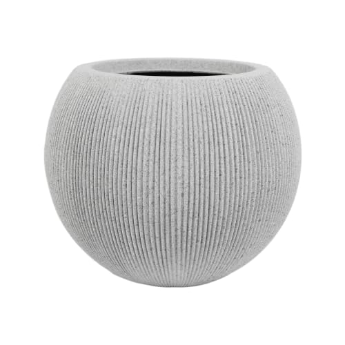 11.8" H x 14.5" Dia Large Round Plastic Planter Pot with Drainage & Plug - color: Mediterranean Beige