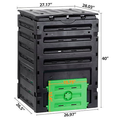 SUPER DEAL 120 Gallon Compost Bin, 450L Outdoor Garden Waste Composter with Flip-top Lid and Bottom Door, Large Capacity BPA Free Material for Fast Creation of Fertile Soil, Easy to Assemble, Black - size: 120 Gallon