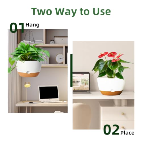 Hanging Planters, 4 Pack, Self-Watering, 7.5 Inch, White - color: White, size: 7.5 Inch