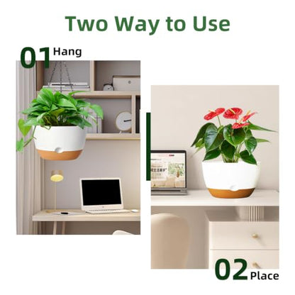 Hanging Planters, 4 Pack, Self-Watering, 7.5 Inch, White - color: White, size: 7.5 Inch