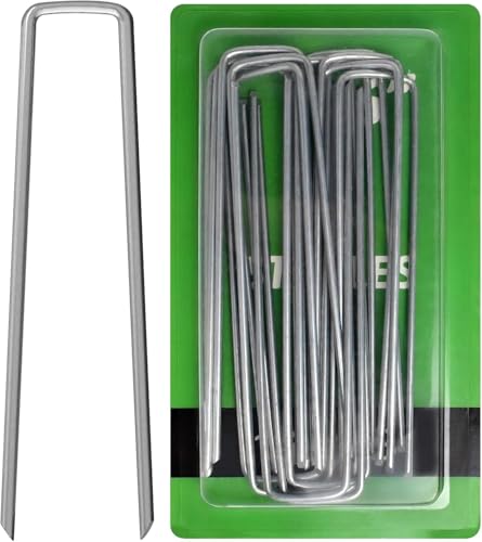 AAGUT Landscape Staples 6 Inch Galvanized Anti-Rust Garden Stakes 11 Gauge - color: Silver, size: 6'' x 16Pcs-11Ga