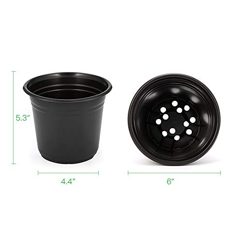 JERIA 100-Pack 0.5 Gallon Plant Nursery Pots, Plastic Pots for Flower Seedling, Flower Plant Container Seed Starting Pot, Come with 100 Pcs Plant Labels(Black) - size: 0.5Gallon 100P