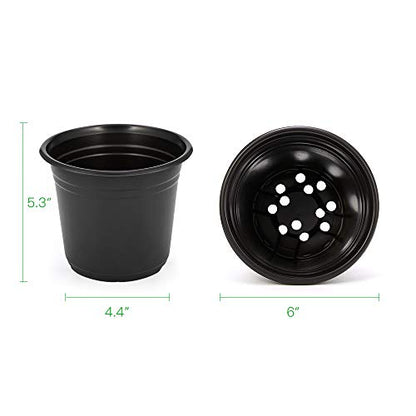 JERIA 100-Pack 0.5 Gallon Plant Nursery Pots, Plastic Pots for Flower Seedling, Flower Plant Container Seed Starting Pot, Come with 100 Pcs Plant Labels(Black) - size: 0.5Gallon 100P