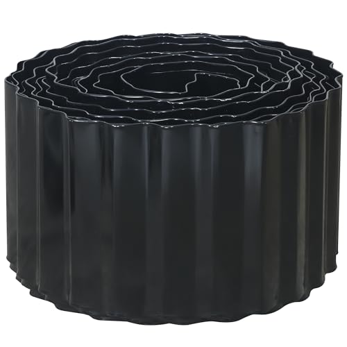 Quibbay Corrugated Metal Garden Edging, 4"×20Ft Landscape Edging Border for Lawn, Flower Bed, Garden Fence, Paver Edging, Metal Garden Edging for DIY Borders and Landscaping, Black - color: Black, size: 4 Inch × 20FT