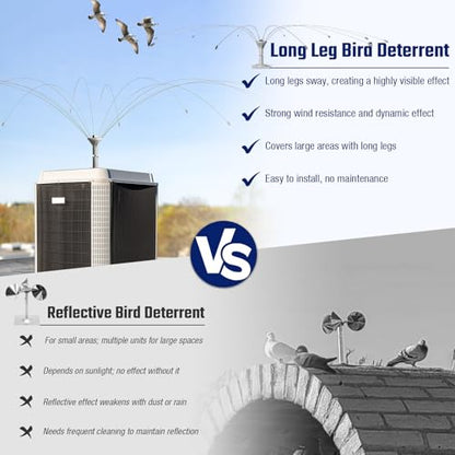 Salcod Bird Deterrent Outdoor, 360° Wind-Powered Stainless Steel Rods, 8ft - size: 8 ft