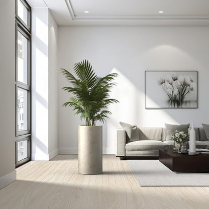 Kante Large Round Column Weathered Concrete Planter 27.8" Tall, Outdoor - color: Weathered Concrete, size: 27.8“h