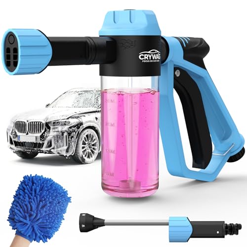 Car Wash Foam Gun for Garden Hose, with Microfiber Wash Mitt, Foam Sprayer - color: Blue