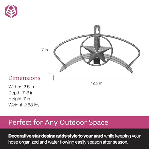 Yard Butler Heavy Duty Wall-Mounted Hose Hanger - Star Design, Silver - color: Silver, size: Star