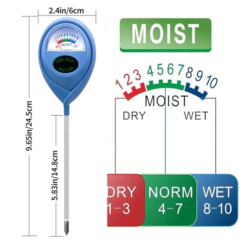 2 Pcs Green Soil Moisture Meter, Plant Water Meter, Moisture Meter for Plants, Soil MoistureTester, Soil Water Gauge for Plants, Plant Moisture Monitor No Battery Needed (Blue+Blue) - color: BLUE+BLUE