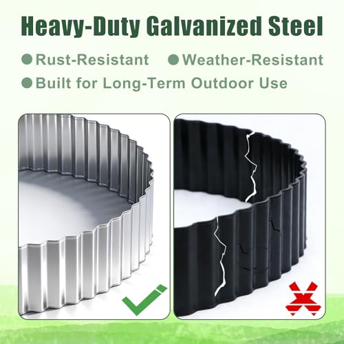 FEED GARDEN Corrugated Metal Garden Edging 6 Inch x 40 FT, Heavy Duty Galvanized Steel Landscape Border with Safe Rolled Edge, Flexible Lawn Edging for Flower Beds, Yard & Walkways
