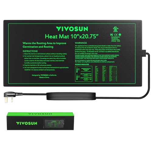 VIVOSUN 10" x 20.75" Durable Waterproof Seedling Heat Mat - size: 10"x20.75"