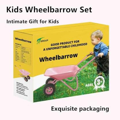 Pink Wheelbarrow for Kids Toddler Gardening Tool 2 Wheel Wheelbarrow(pink) - color: Pink