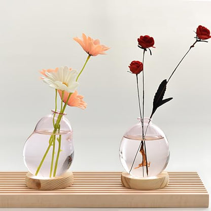 Pink Plant Propagation Cute Bubble Flower Vase Glass Planter Terrarium Jar - color: Pink