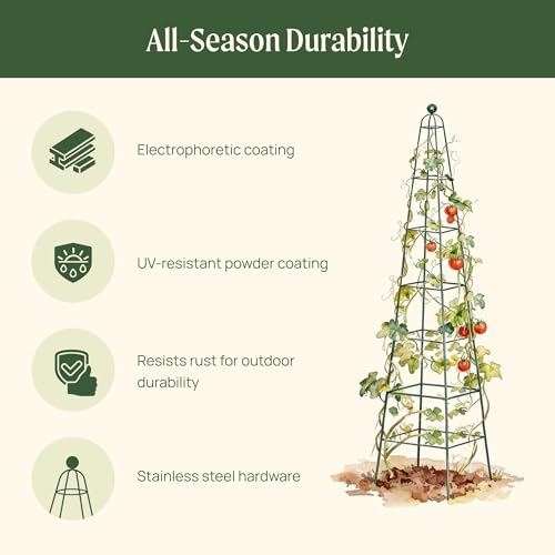 Vego Garden 9 ft Pyramid Obelisk Garden Trellis, Metal Rustproof Plant Support - size: 9 Ft