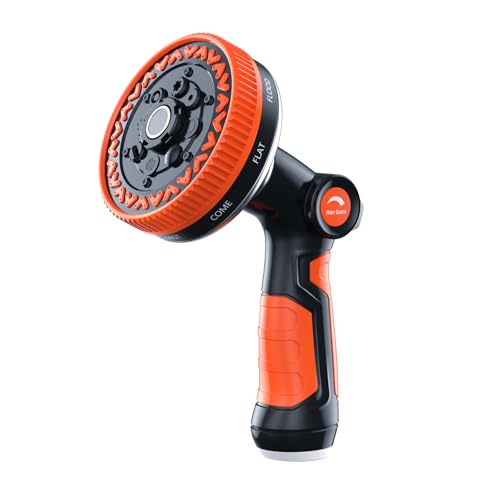 Rosy Earth Garden Hose Nozzle, 3.6" Ultra-Wide Metal Hose Sprayer, Orange - color: Orange