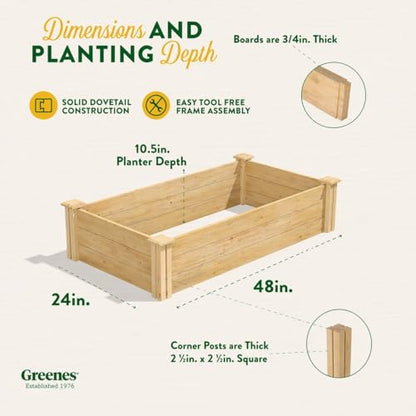 Greenes Fence Premium Cedar Raised Garden Bed, 2' x 4' x 10.5" (3/4" Thick) (2-Pack) - Made in USA with North American Cedar - size: 2' W x 4' L x 10.5" H (2-Pack)