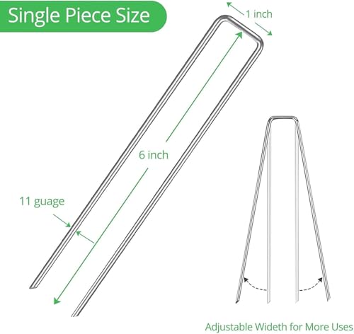 Landscape Staples, 20 Packs 6 Inches Heavy Duty 11 Gauge Galvanized Steel Garden Stakes Staples Securing Pegs for Securing Weed Fabric Landscape Fabric Netting Ground Sheets and Fleece