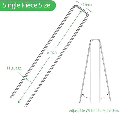 Landscape Staples, 20 Packs 6 Inches Heavy Duty 11 Gauge Galvanized Steel Garden Stakes Staples Securing Pegs for Securing Weed Fabric Landscape Fabric Netting Ground Sheets and Fleece
