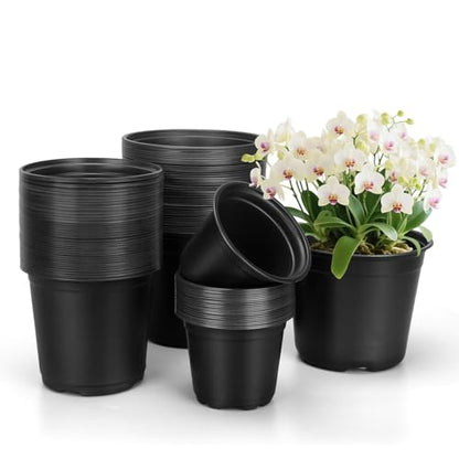 120 Pcs Small Plastic Palnt Pot, 4 5 6 Inch Nursery Pots with Drainage, Seedlings Starter Pots for Plants, Great for Herbs, Cuttings, and Starter Plants (120 pcs,456 inch) - size: 456 inch