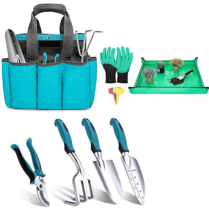 Housolution Gardening Tools Set, 8PCS Gardening Gifts for Women, Blue+Black - color: Blue+Black