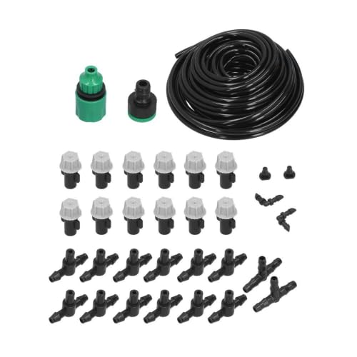 10m DIY Micro Drip Irrigation Kit with 4/7mm PVC Water Hose, Automatic Mist Watering System with Atomizing Nozzles & Fittings for Potted Plants, Garden Yard Irrigation