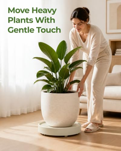 Plant Caddy with Wheels 12 Inch, Indoor Outdoor Rolling Plant Saucer - size: 12.5-inch