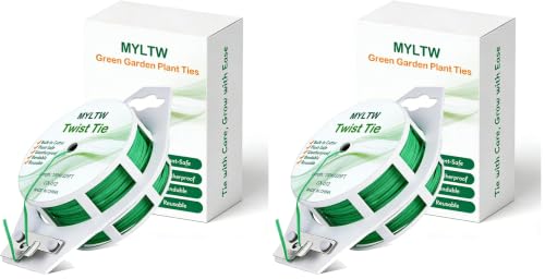 100m Garden Cable Ties & Cutters, Reusable Green Wire Twist Ties for Climbing Plants & Home Organization (Pack of 2) - size: 50M Garden Tie (Pack of 2)